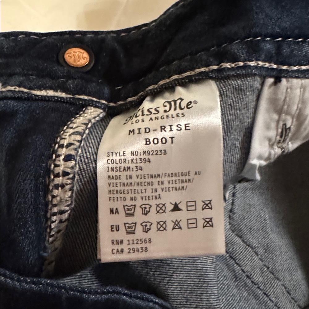 Miss Me Blue Embroidered Boot Cut Jeans - Picture 2 of 4
